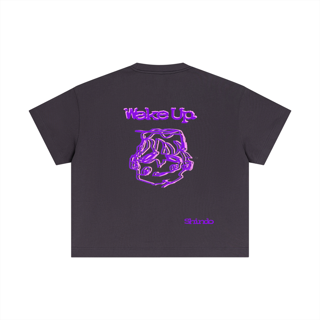 Purple sleepy head boxy tee