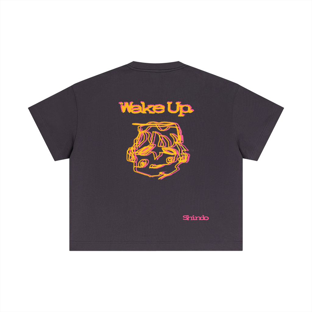 Orange sleepy head boxy tee
