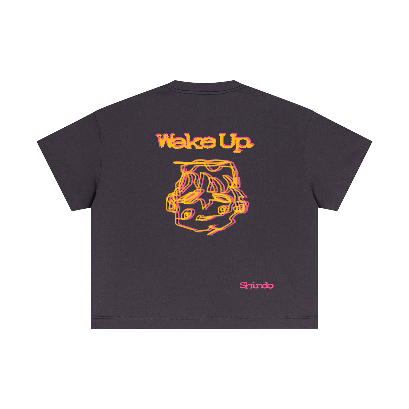 Orange sleepy head boxy tee