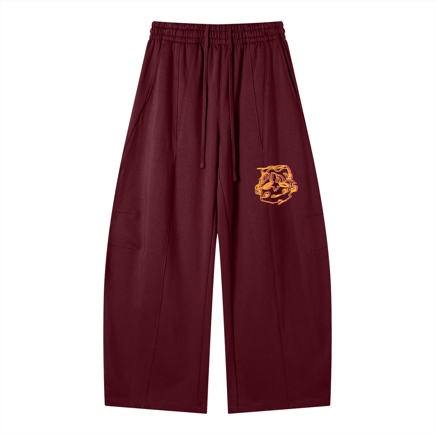 Sleepy head orange wide legged sweats