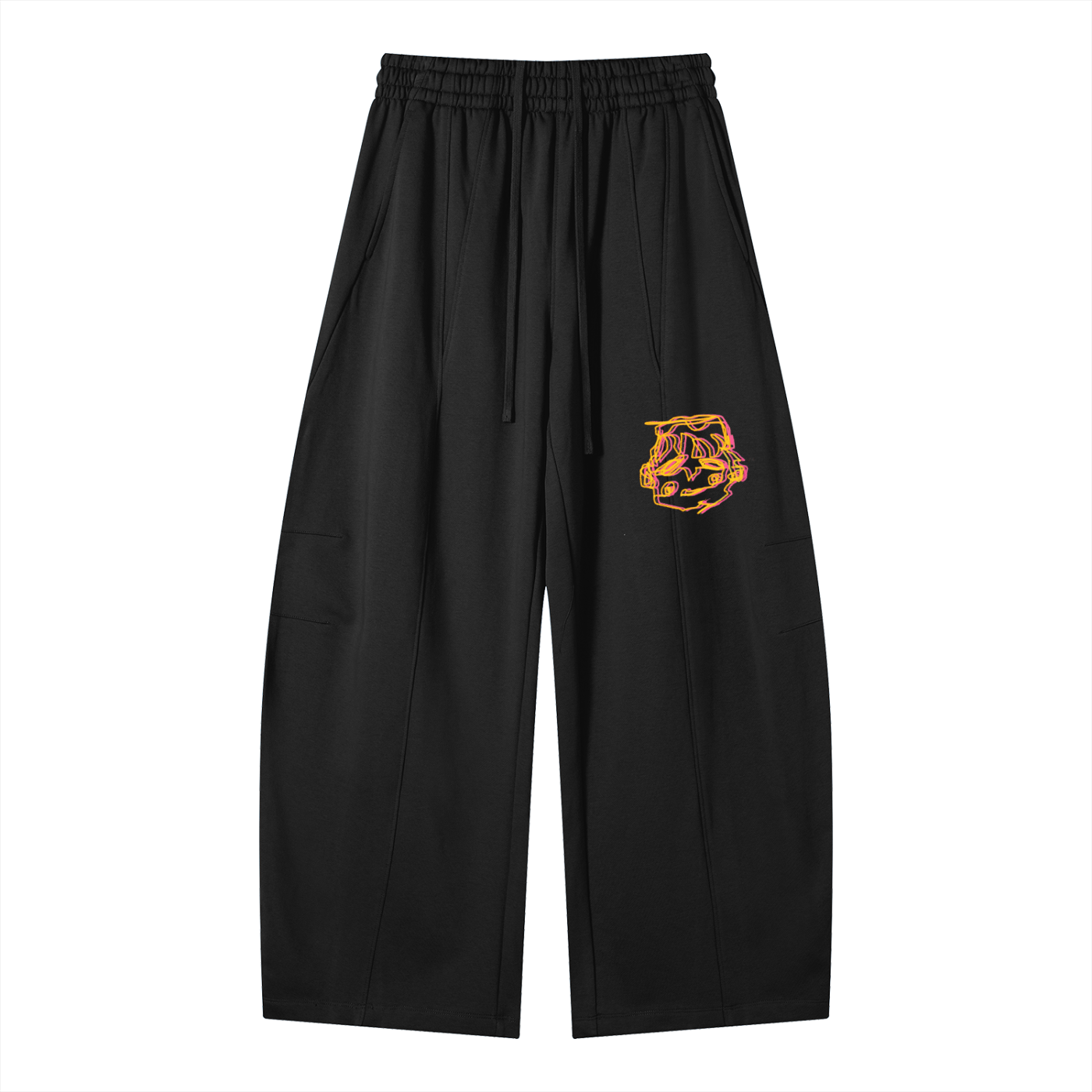 Sleepy head orange wide legged sweats