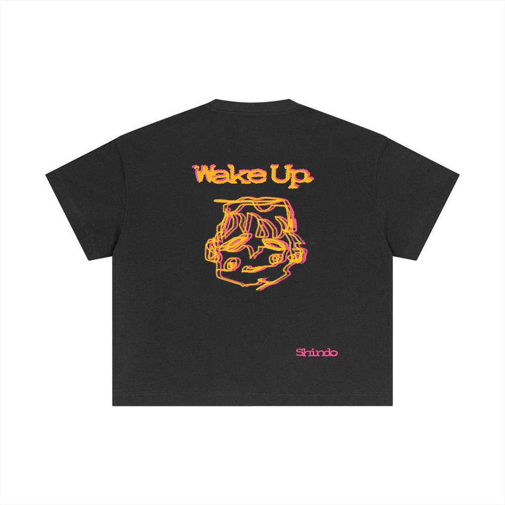 Orange sleepy head boxy tee