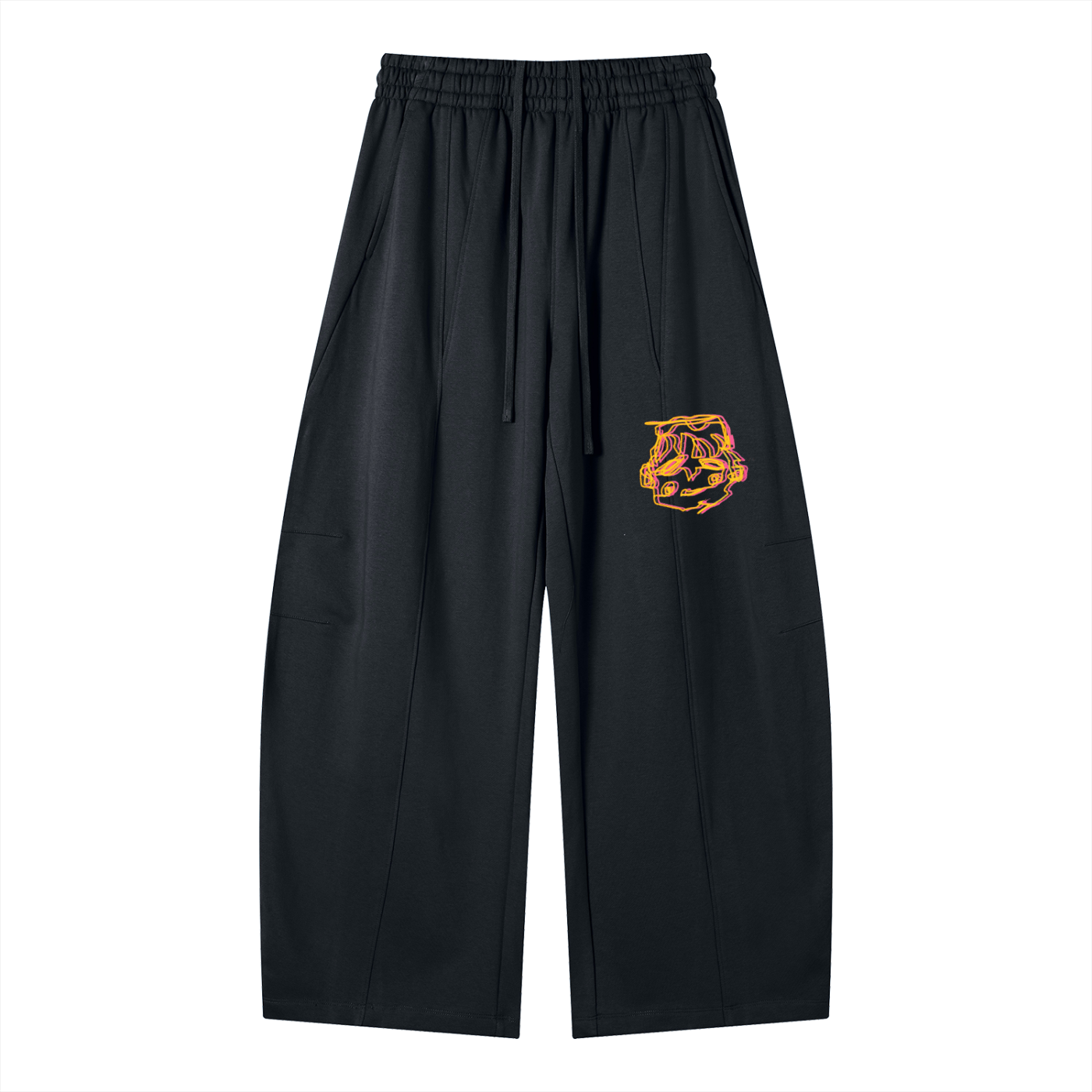 Sleepy head orange wide legged sweats
