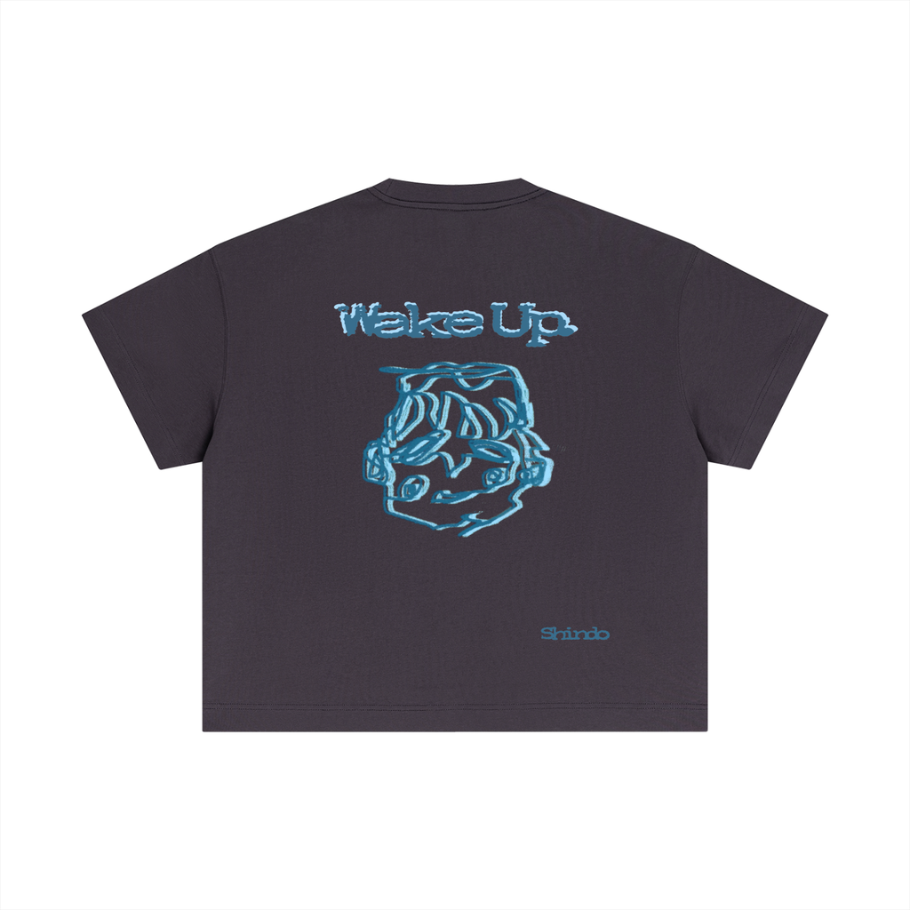 Blue sleepy head boxy tee