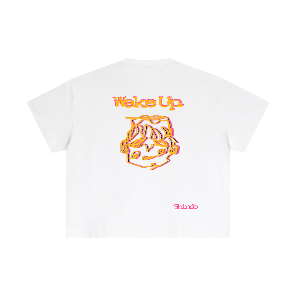 Orange sleepy head boxy tee