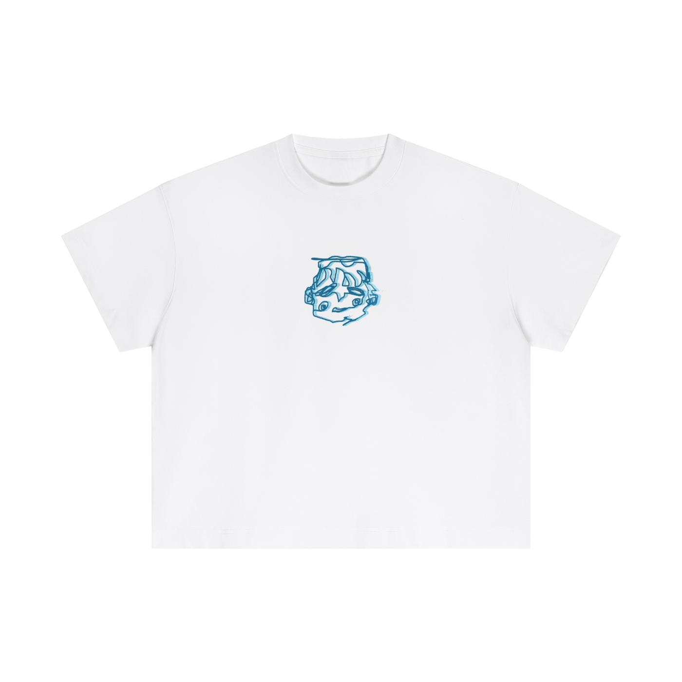 Blue sleepy head boxy tee