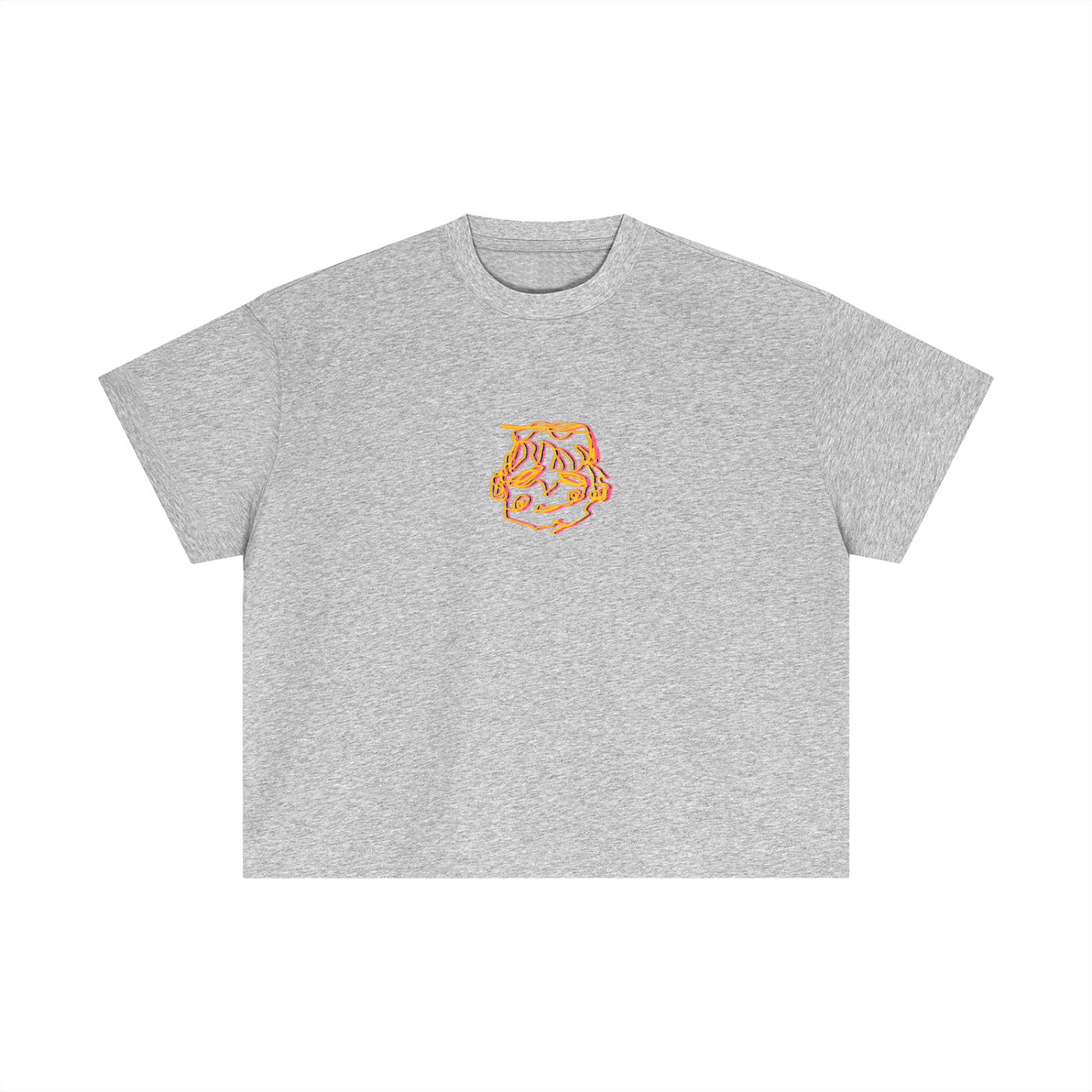 Orange sleepy head boxy tee