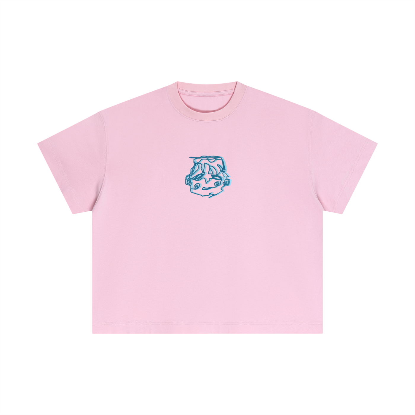 Blue sleepy head boxy tee