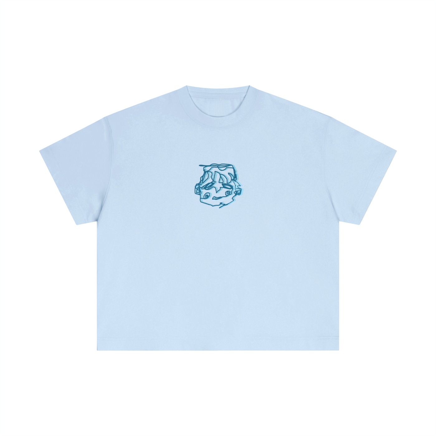 Blue sleepy head boxy tee