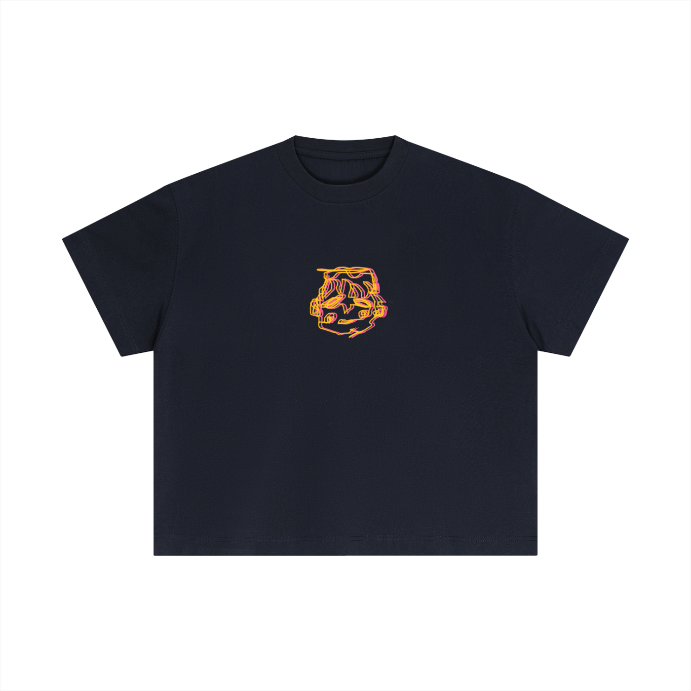 Orange sleepy head boxy tee