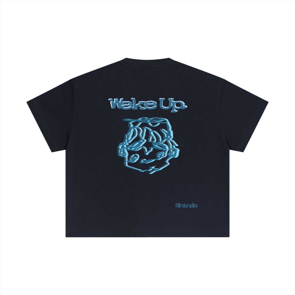 Blue sleepy head boxy tee