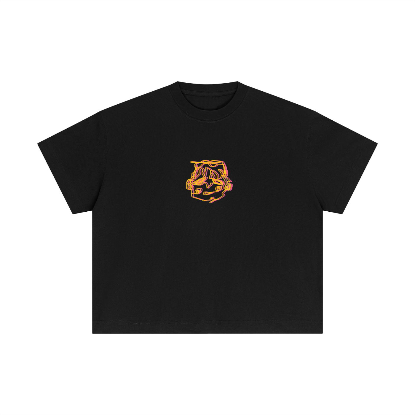 Orange sleepy head boxy tee