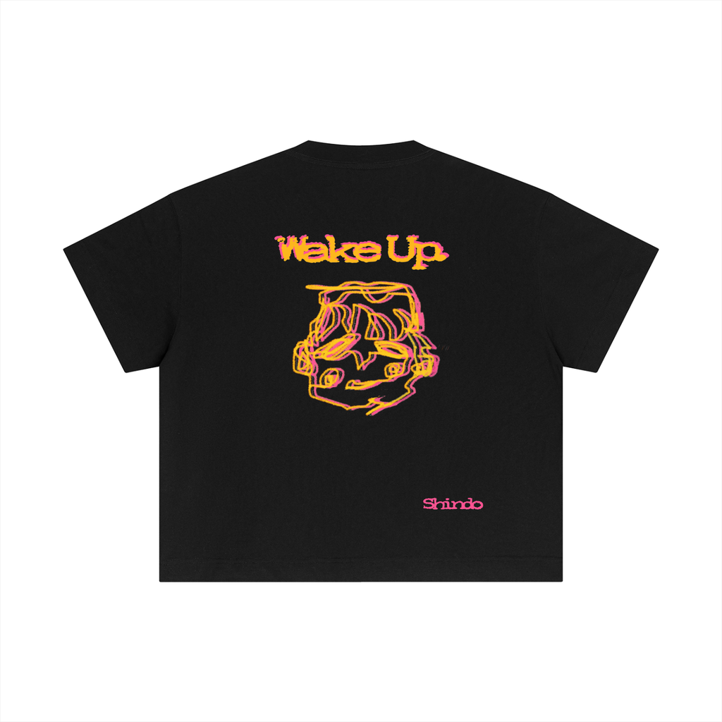 Orange sleepy head boxy tee