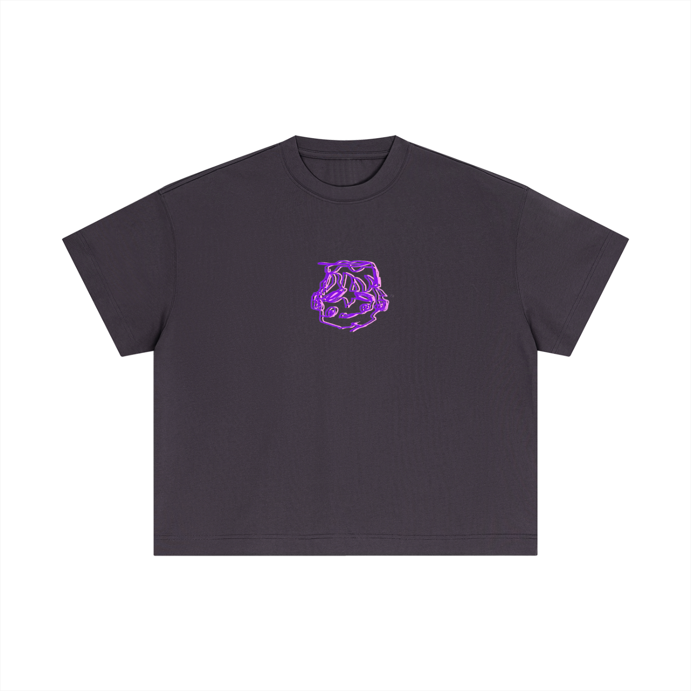 Purple sleepy head boxy tee