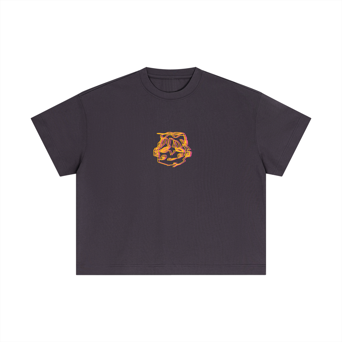 Orange sleepy head boxy tee