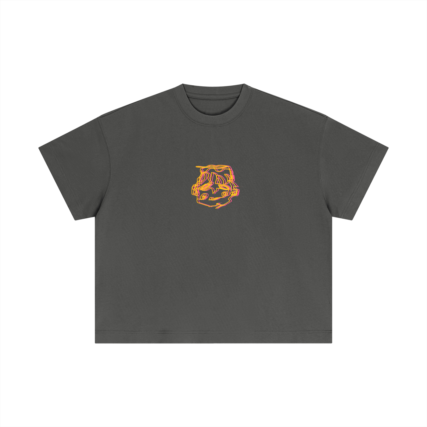 Orange sleepy head boxy tee