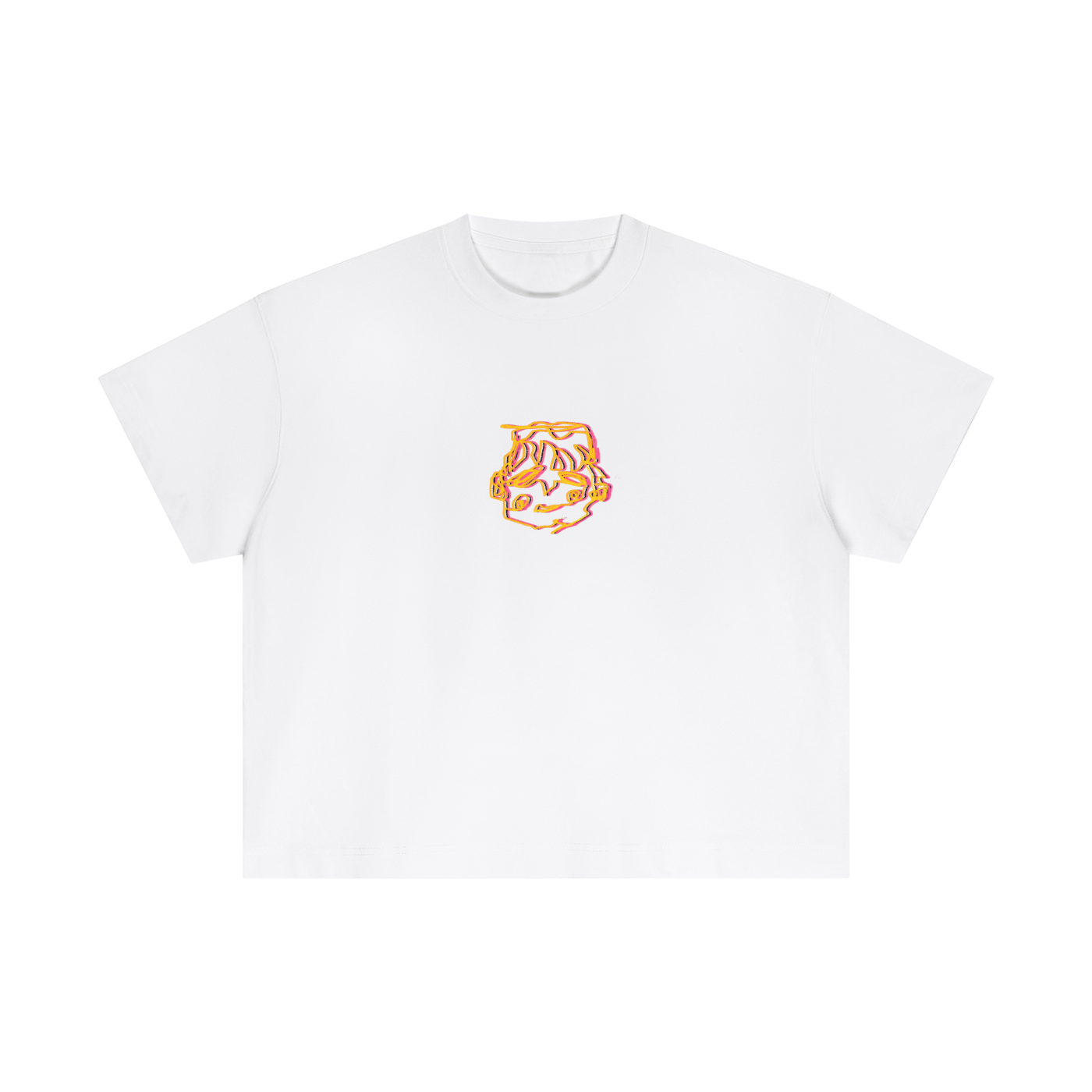 Orange sleepy head boxy tee