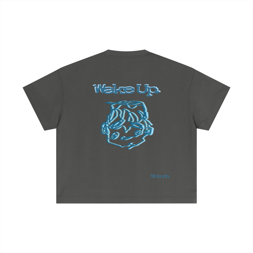 Blue sleepy head boxy tee