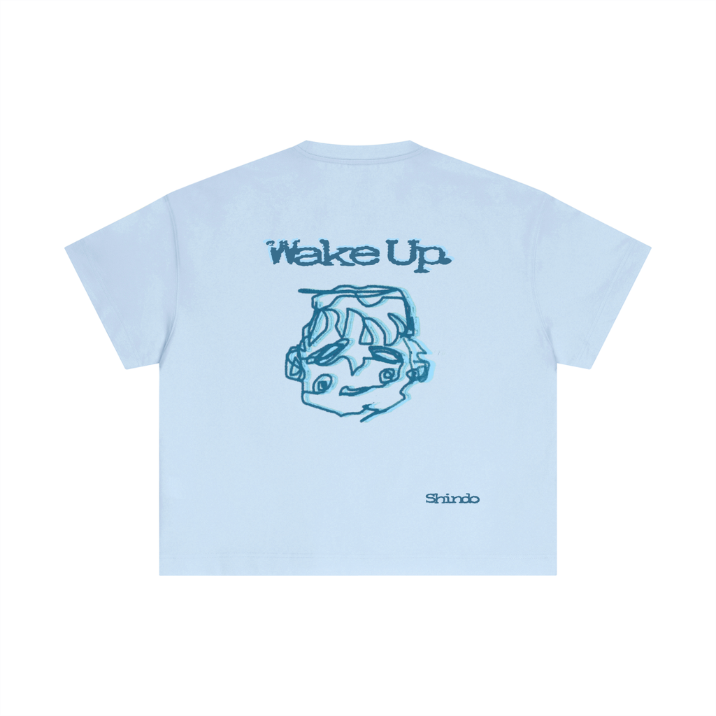 Blue sleepy head boxy tee