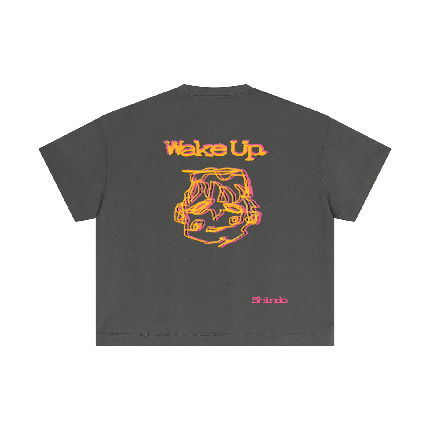 Orange sleepy head boxy tee
