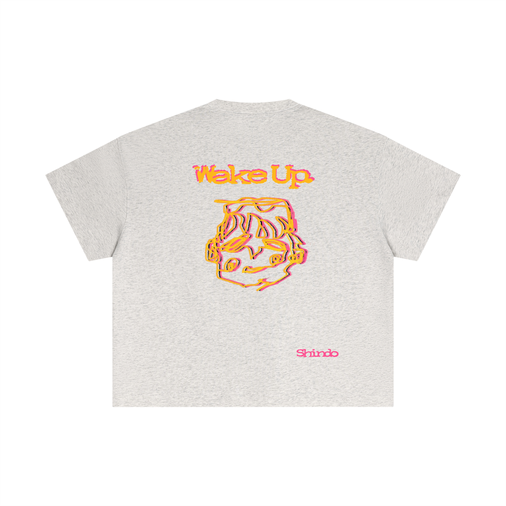 Orange sleepy head boxy tee